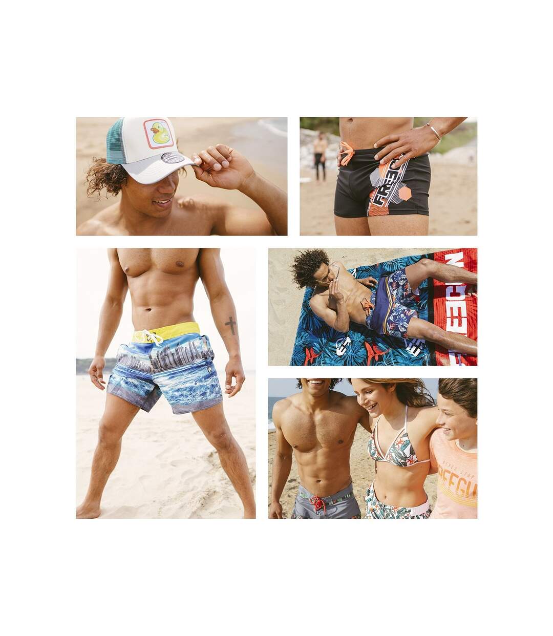 Boardshort court homme ceinture tout-élastiquée Freegun