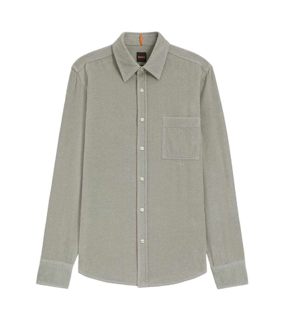 Mens Cotton Regular Long-sleeved Shirt Green Boss-2