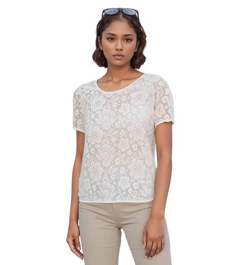 Tee-shirt femme écru - Col rond et manches courtes - Un essentiel chic et polyvalent