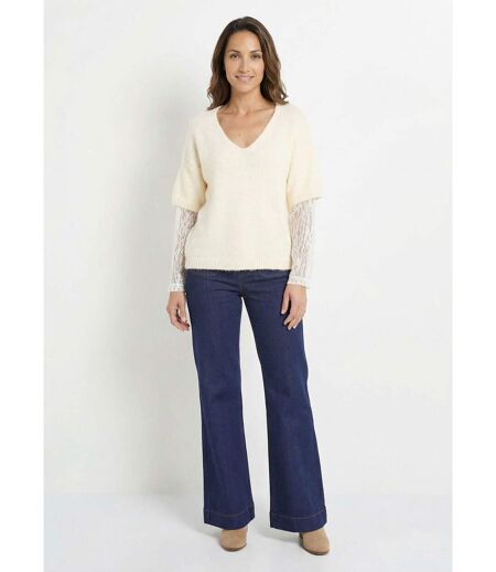 Pull chaud 2 en 1 avec manches dentelle
