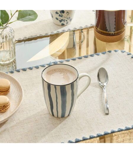 Lot de 6 Mugs en Porcelaine Umami Rayure 31cl Bleu