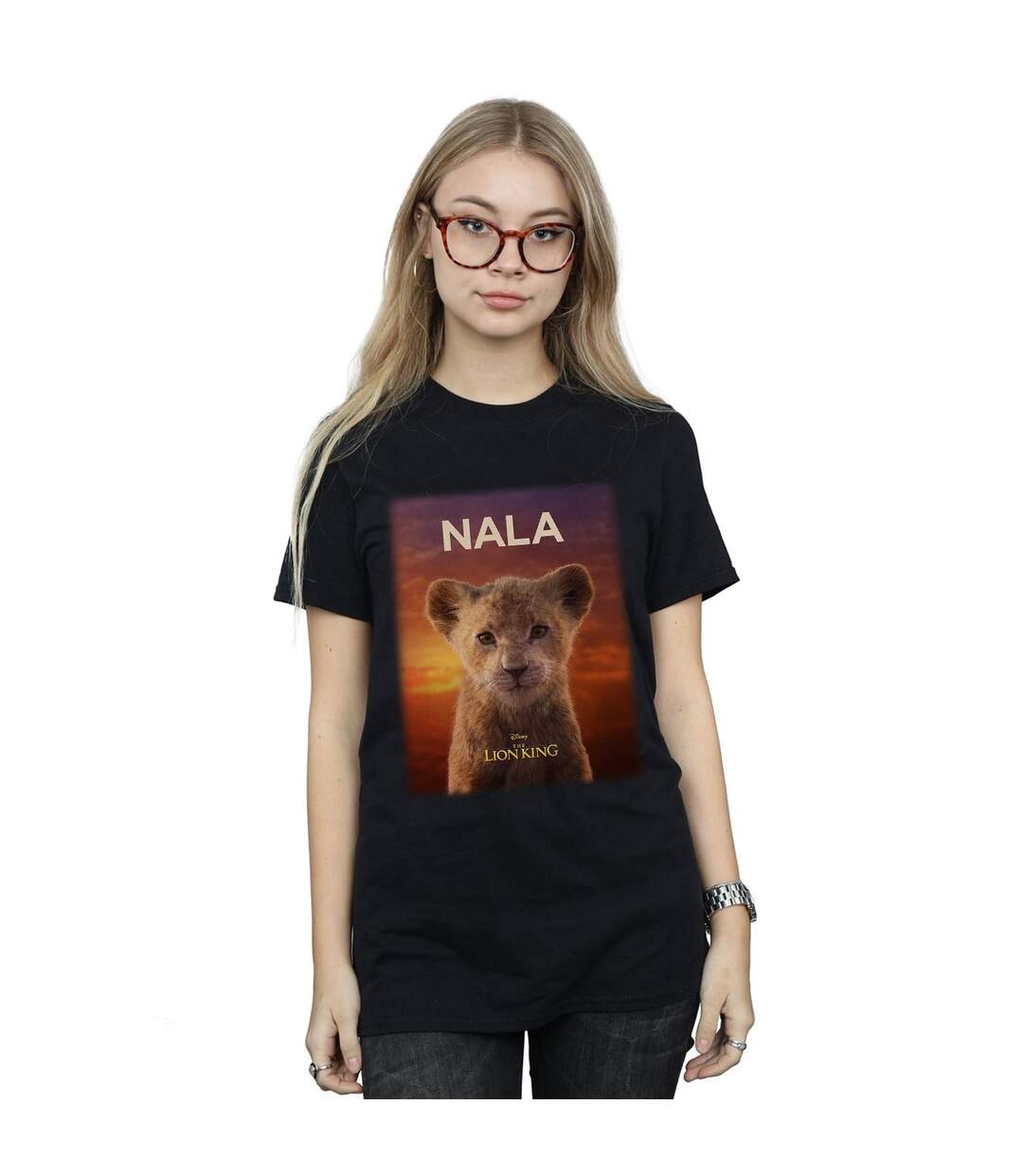 Disney Womens/Ladies The Lion King Movie Baby Nala Poster Cotton Boyfriend T-Shirt (Noir) - UTBI29300-2