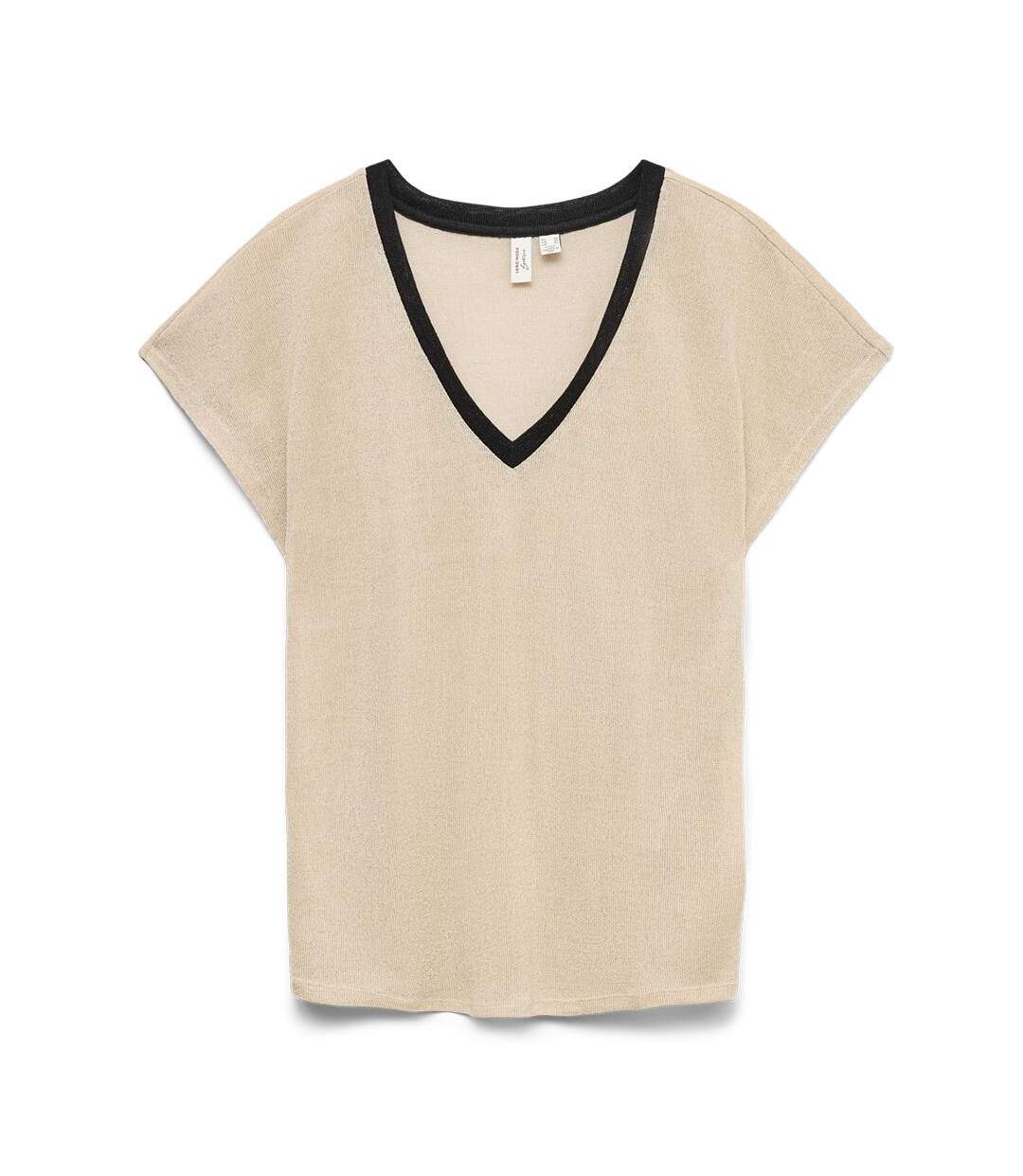 T-shirt beige femme vero moda gita-1