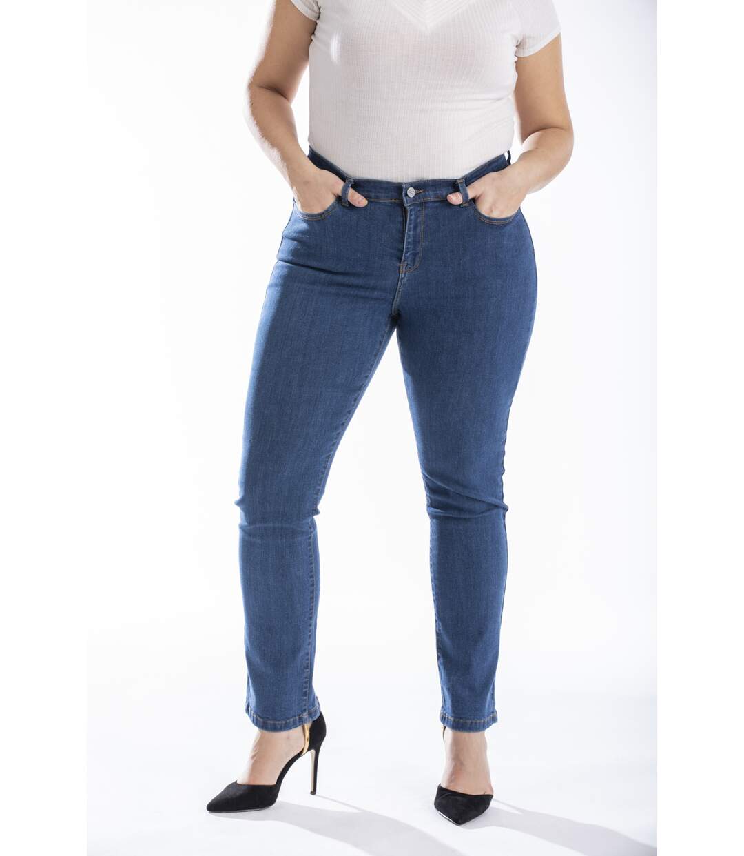 Jeans coupe droite taille haute denim OBR8 'OBER'