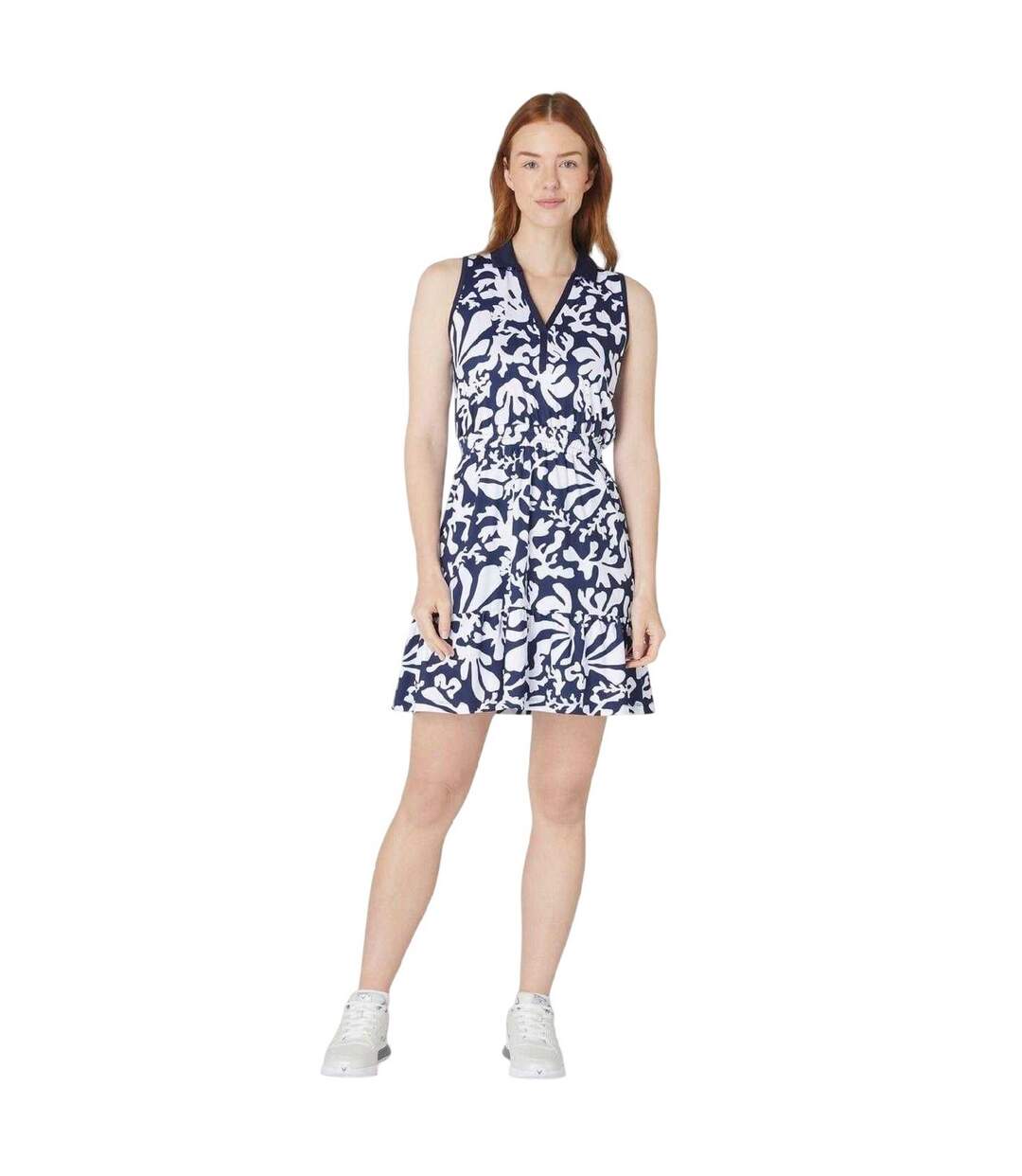 Robe Chemisier Courte Motif/style Floral Abstrait Femme Bleu Violacé Callaway-4
