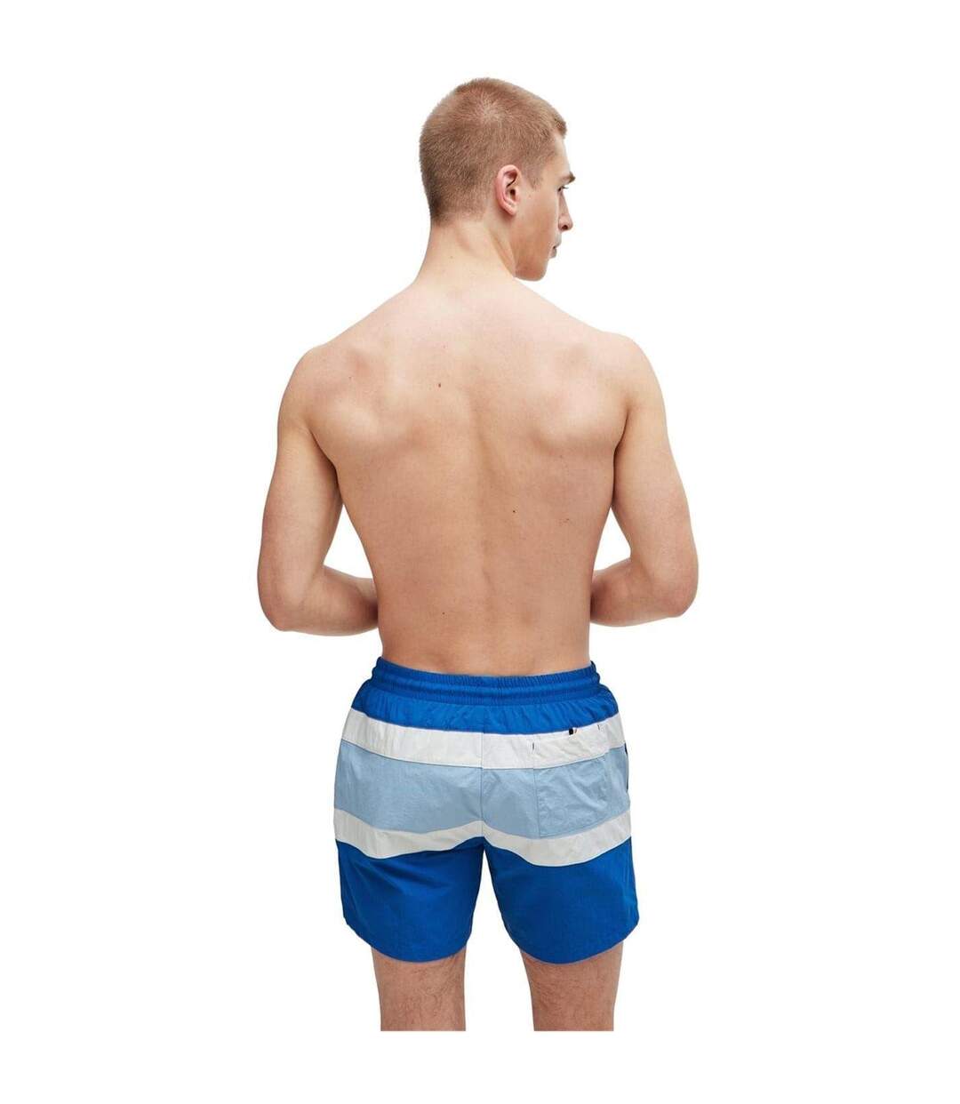 Mens Rico Stripe Swim Shorts Medium Blue Boss-3