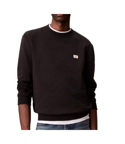 Sweat noir homme calvin klein jeans badge terry - l