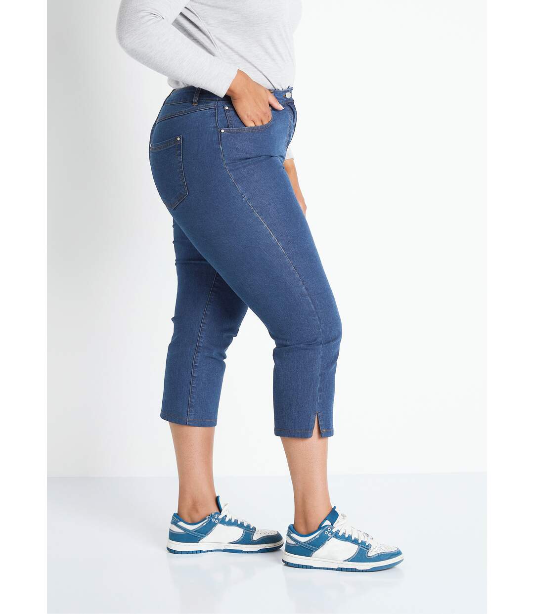 Pantacourt ceinture extensible en jean-3