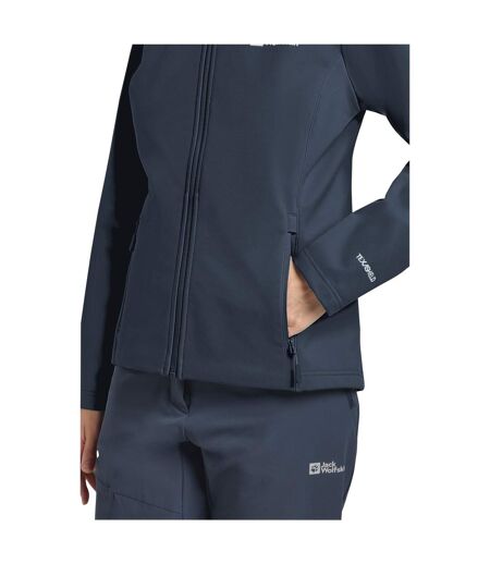 Womens/ladies Breathable Soft Shell Jacket Blue Jack Wolfskin
