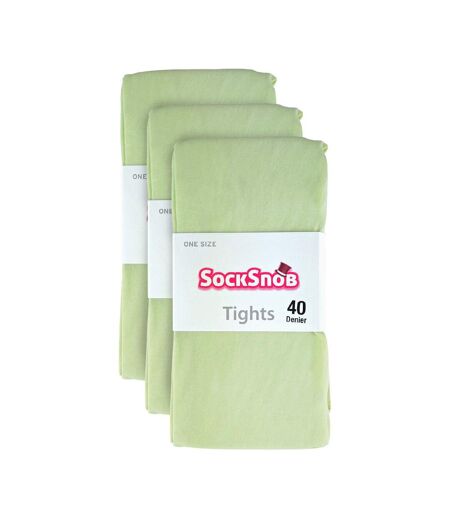 Ladies 3 Pair 40 Denier Comfortable Soft Bright Pastel Coloured Tights