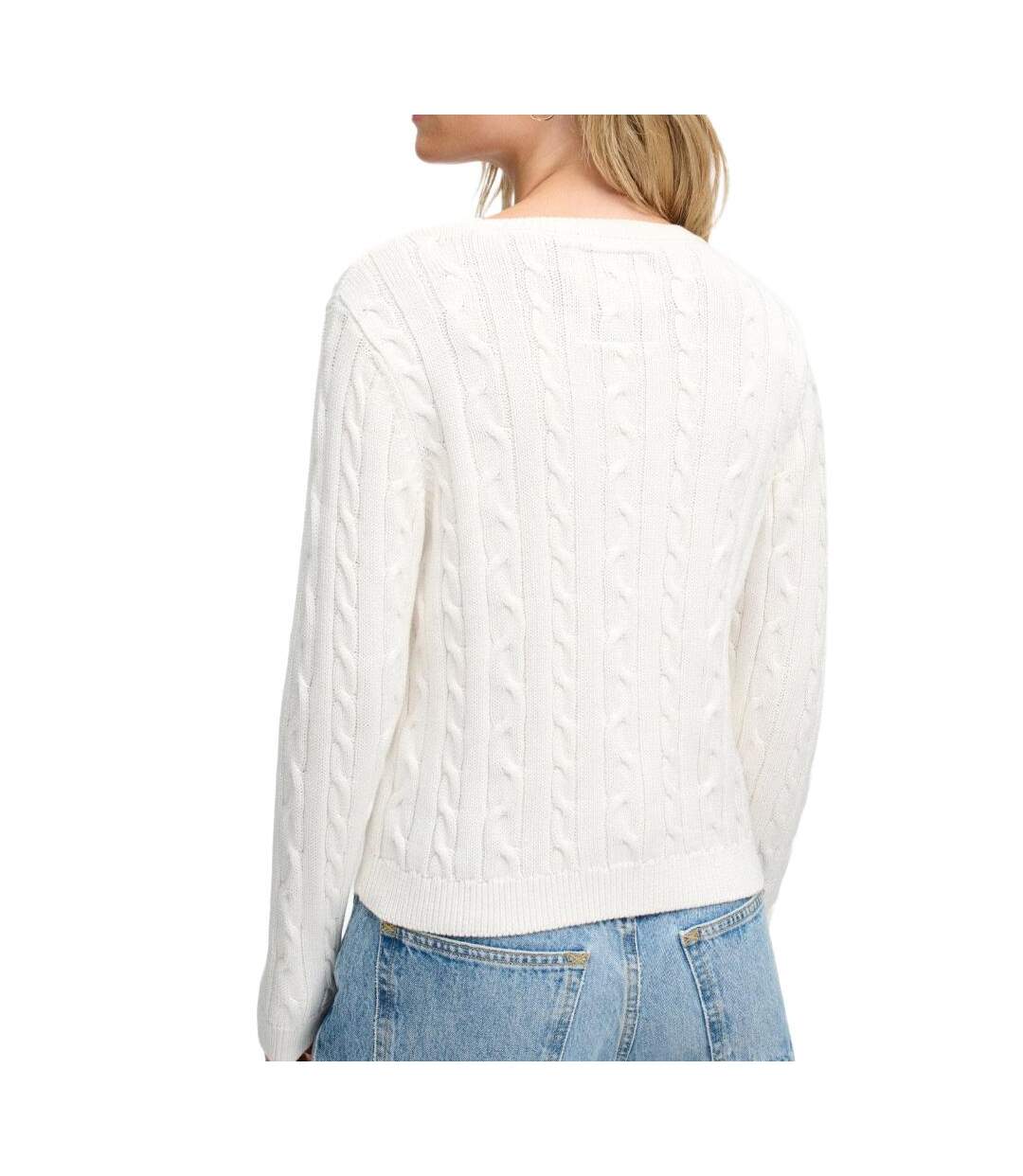 Pull blanc femme superdry essentials cable jumper-2