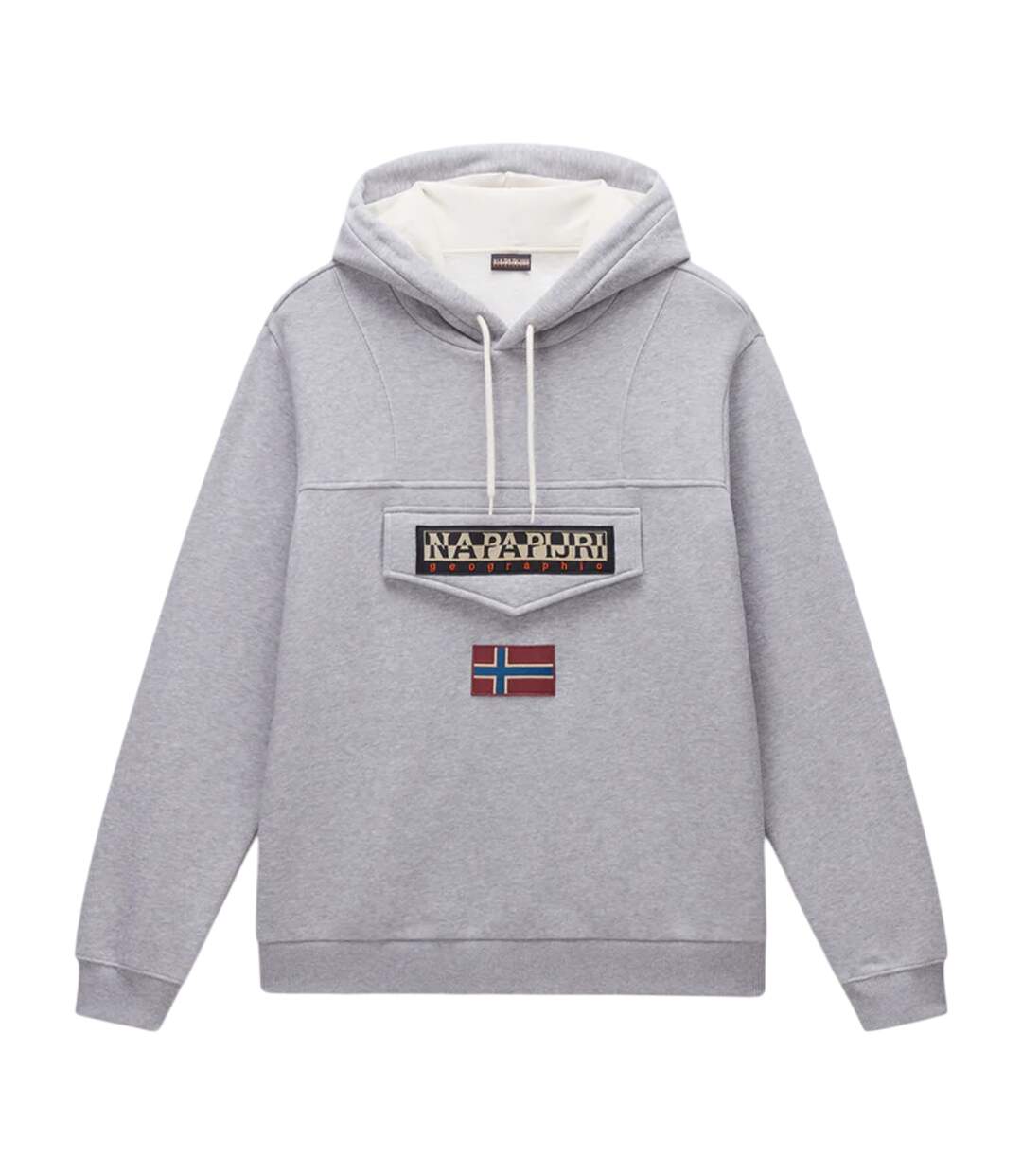 Mens Burgee Regular Hoodie Grey Melange Napapijri-1