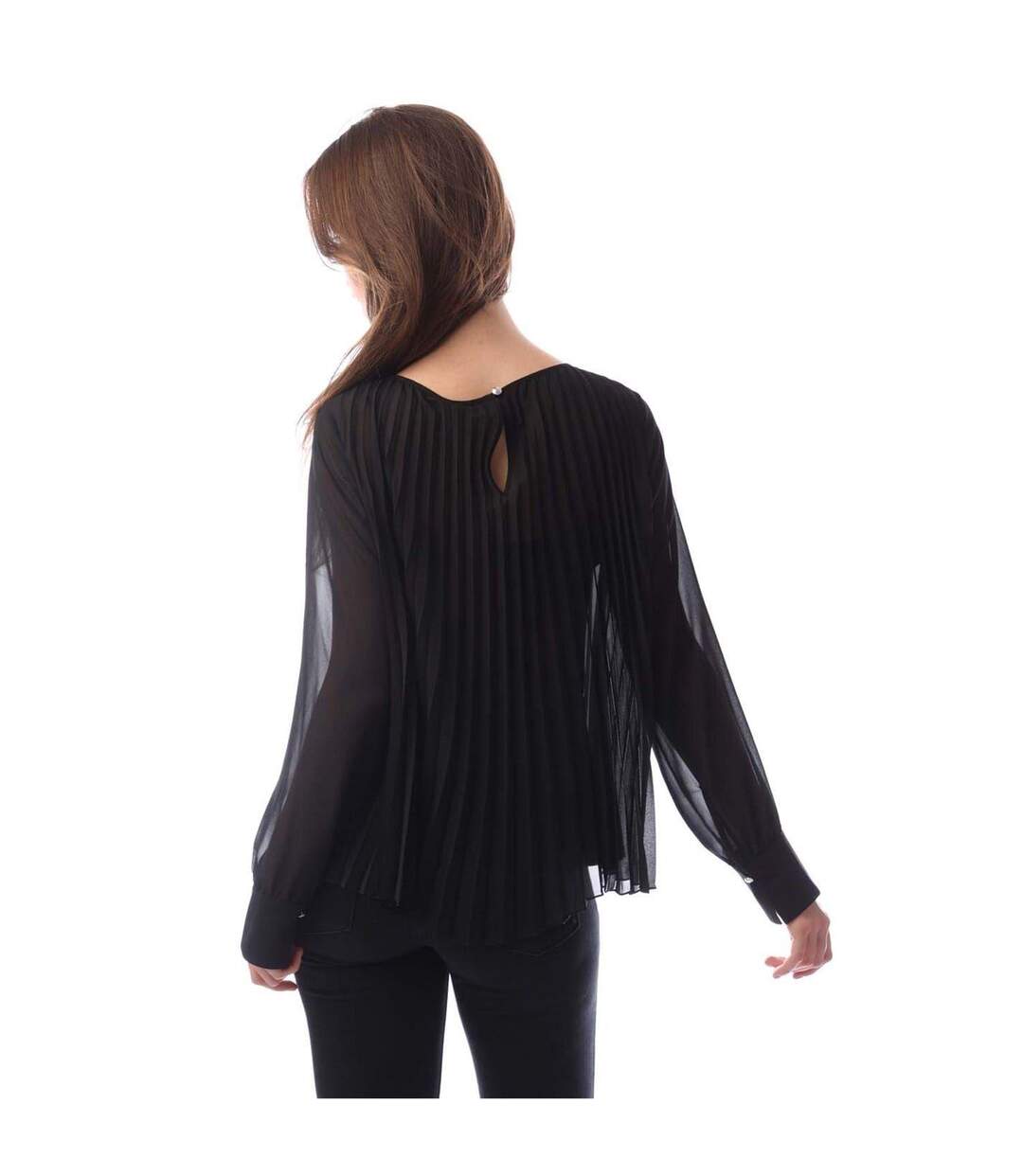 Womens/ladies Ipuna Pleated Chiffon Blouse Black Boss-2