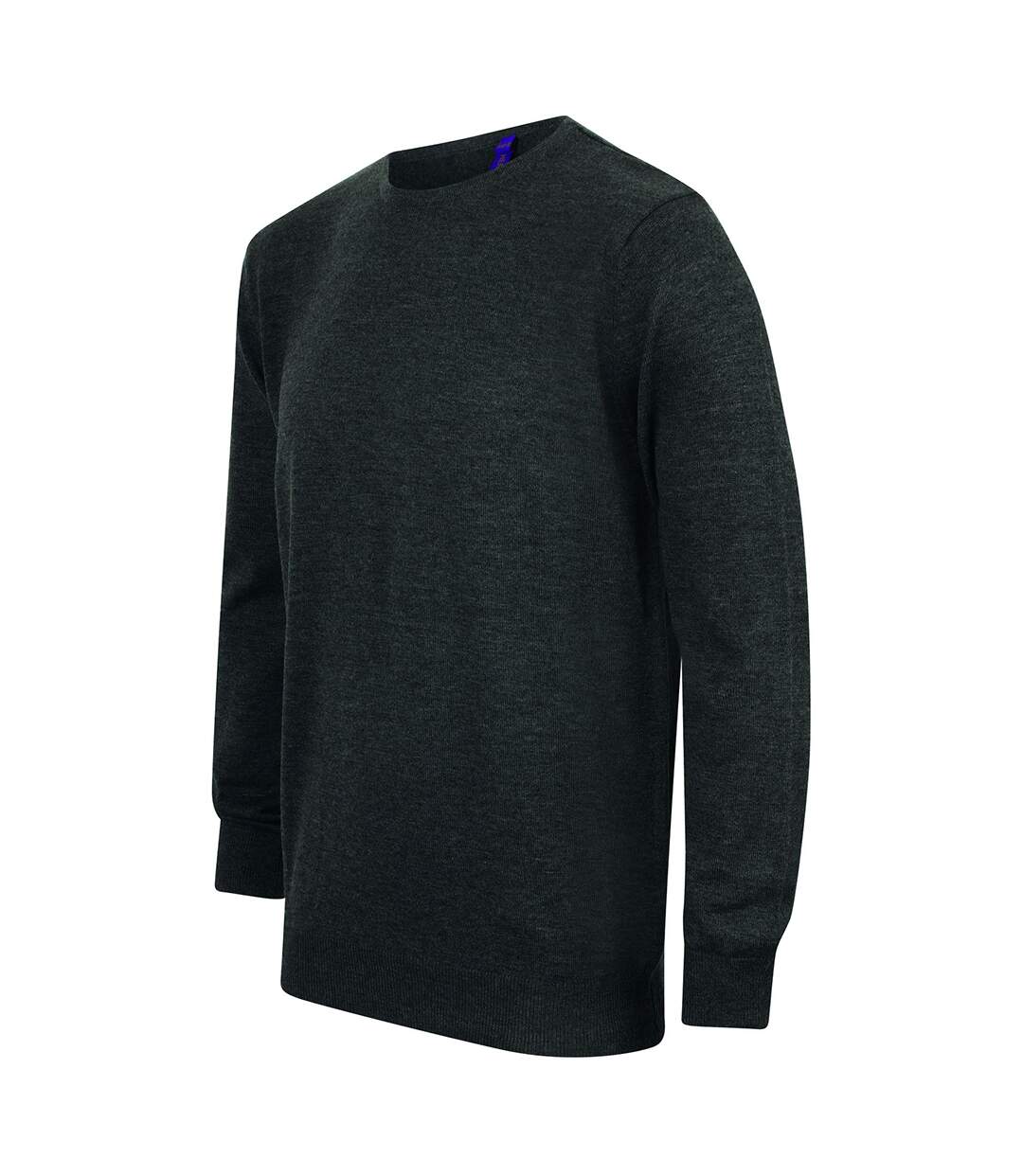 Henbury Mens Crew Neck 12 Gauge Fine Knit Jumper / Sweatshirt (Grey Marl)