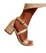 Womens/ladies amber strappy satin peep toe medium block heel sandals off white Where´s That From