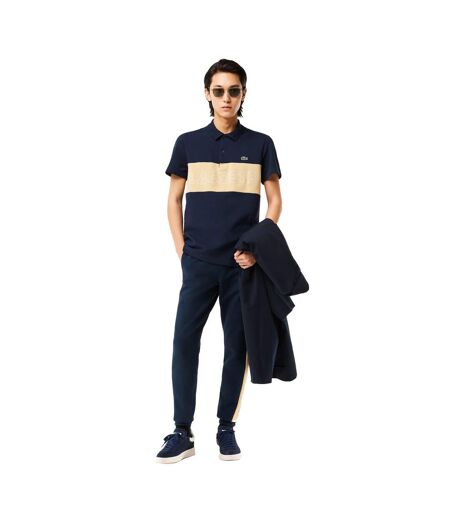 Mens Pique Stretch Regular Polo Shirt Navy Cream Lacoste