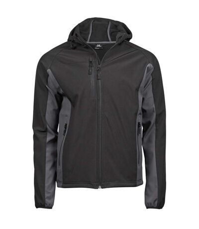 Tee Jays Mens Hooded Fashion Softshell Jacket (Black/Dark Grey) - UTBC3327