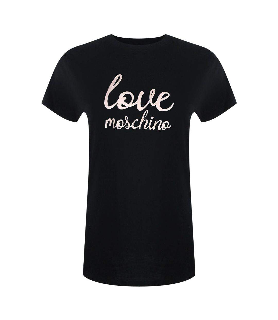 T-shirt Motif/style Logo Cursif Femme Noir Love Moschino-1