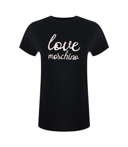 T-shirt Motif/style Logo Cursif Femme Noir Love Moschino