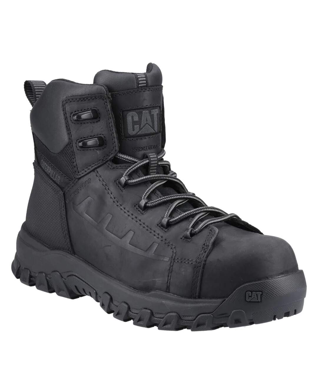 Mens Threshold Rebound Grain Leather Composite Toecap Safety Boots Black Caterpillar-1