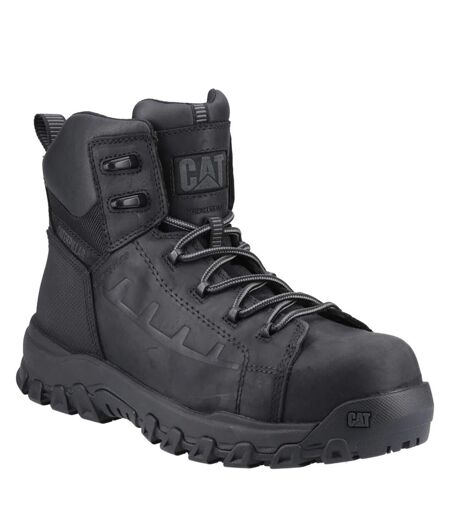 Mens Threshold Rebound Grain Leather Composite Toecap Safety Boots Black Caterpillar