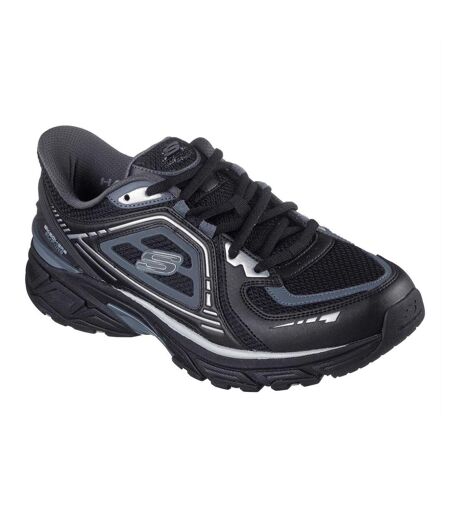 Mens Mesh Metallic Insert Trainers Black Silver Skechers