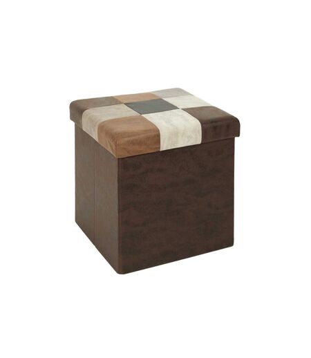Pouf Coffre Pliable Patchwork Loic 38cm Marron