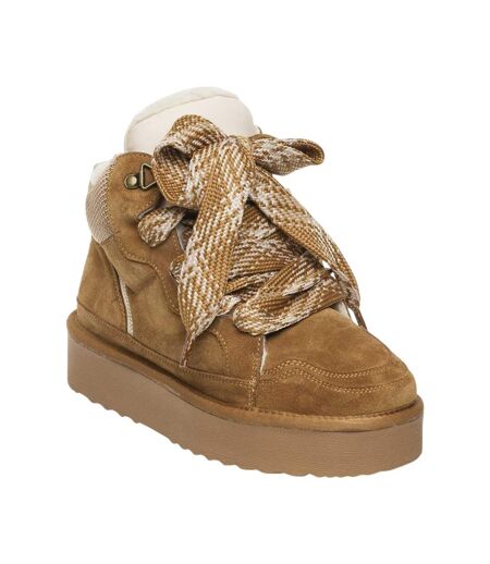 Bottes Paci Checkboard Femme Marron Gris Daim Steve Madden