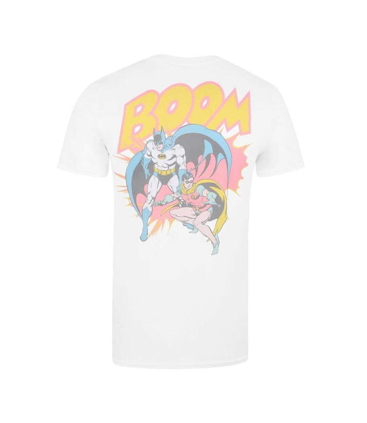 Batman T-shirt Boom pour hommes (Blanc/jaune/rose) - UTTV926