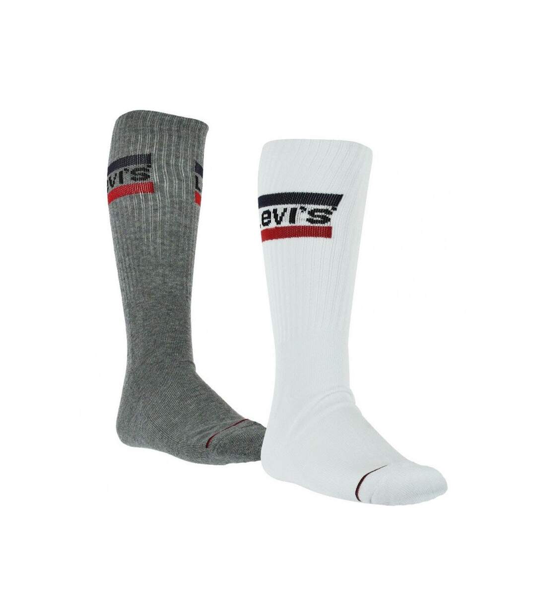 LEVI'S Lot de 2 paires de Chaussettes Mixte Coton OLYMP Blanc Gris