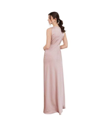 Womens/ladies Satin Open Back Bridesmaid Maxi Dress Sage Green Maya Deluxe