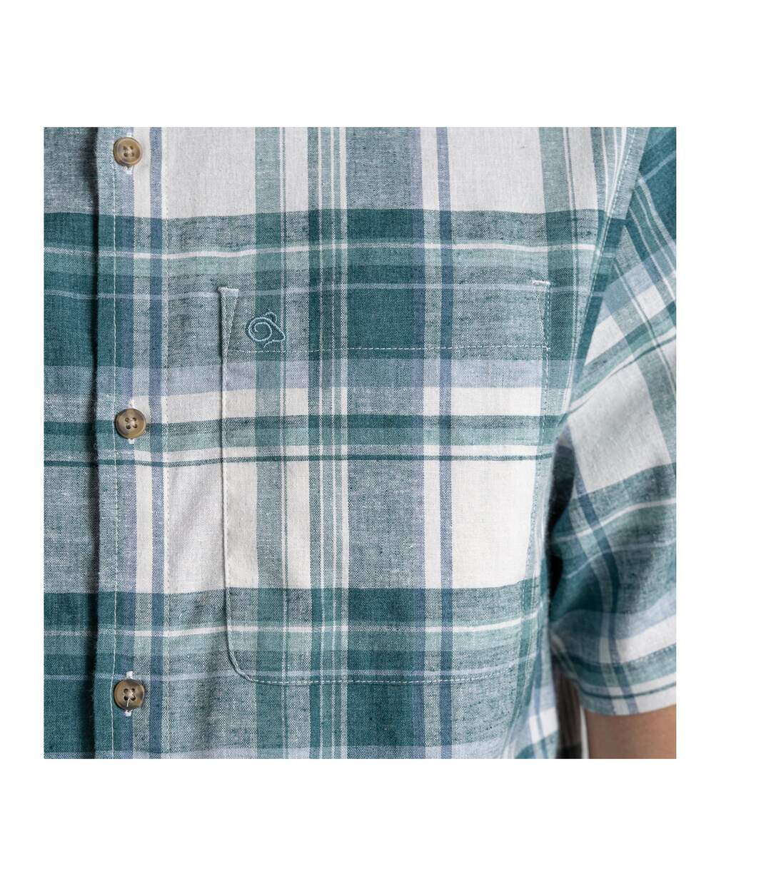 Chemise Manches Courtes Motif/style À Carreaux Hila Homme Bleu Sarcelle À Carreaux Craghoppers-4