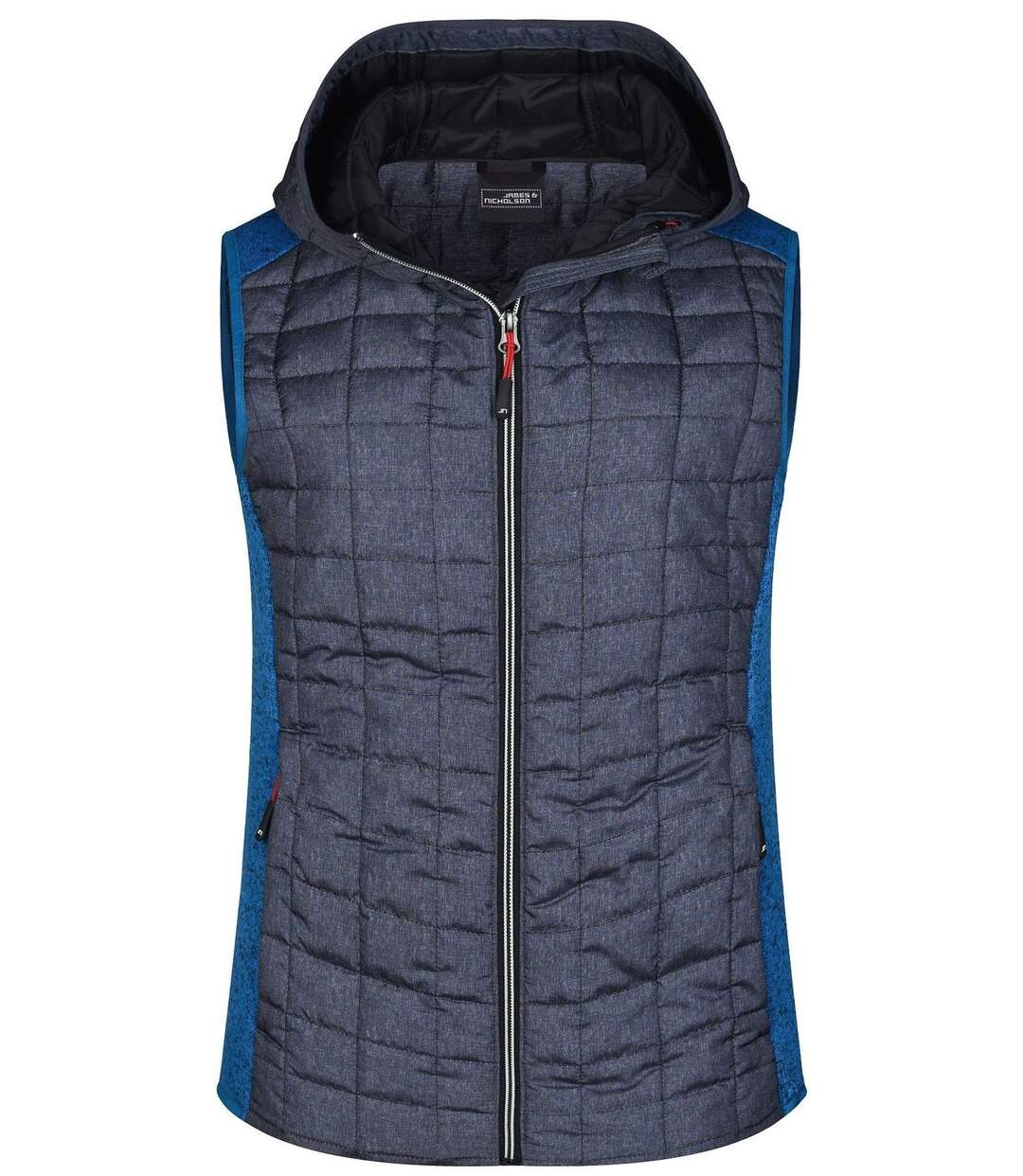 Veste tricot matelassée sans manches - femme - JN767 - gris foncé et bleu roi-2