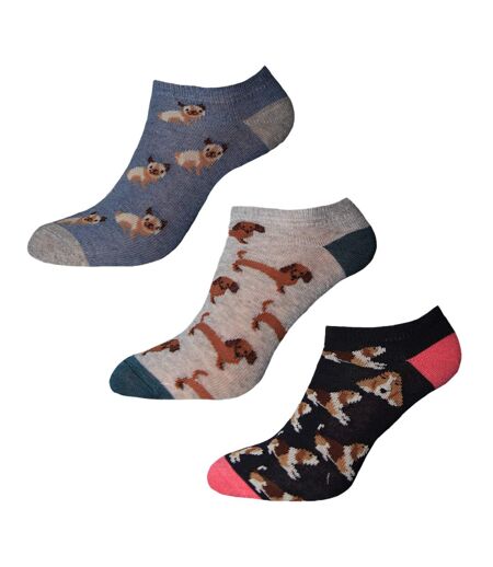 Simply Essentials Womens/Ladies Dogs Trainer Socks (Pack Of 3) () - UTUT1737