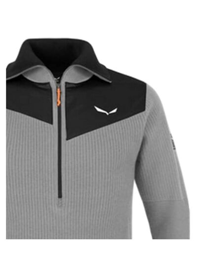 Mens Zip Neck Slim Fleece Top Heather Salewa