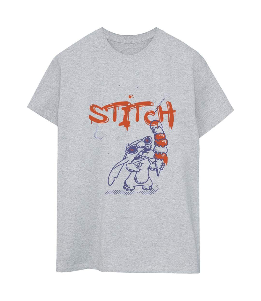 Disney Femmes/Les femmes Lilo & Stitch Ice Cream - T-shirt boyfriend en coton (Gris sportif) - UTBI29820-1
