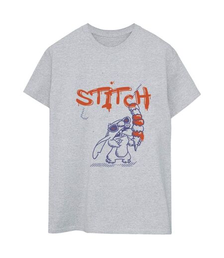 Disney Femmes/Les femmes Lilo & Stitch Ice Cream - T-shirt boyfriend en coton (Gris sportif) - UTBI29820