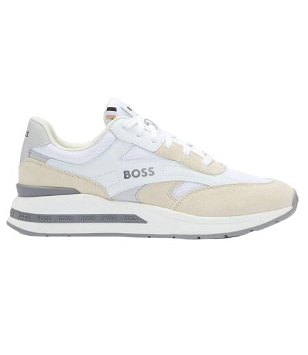 Mens Kurt Leather Running Trainers White Boss