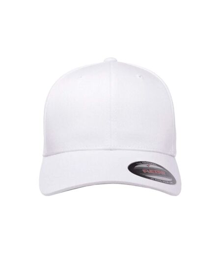 Childrens/kids Wooly Combed Baseball Cap White Flexfit