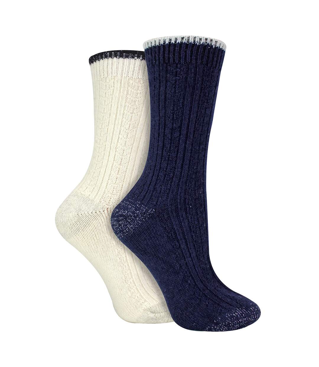 4 Pack Ladies Cable Knit and Lurex Glitter Socks for Sparkling Style and Comfort-3