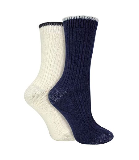 4 Pack Ladies Cable Knit and Lurex Glitter Socks for Sparkling Style and Comfort