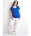 T-shirt long col rond uni ou imprimé manches courtes-3