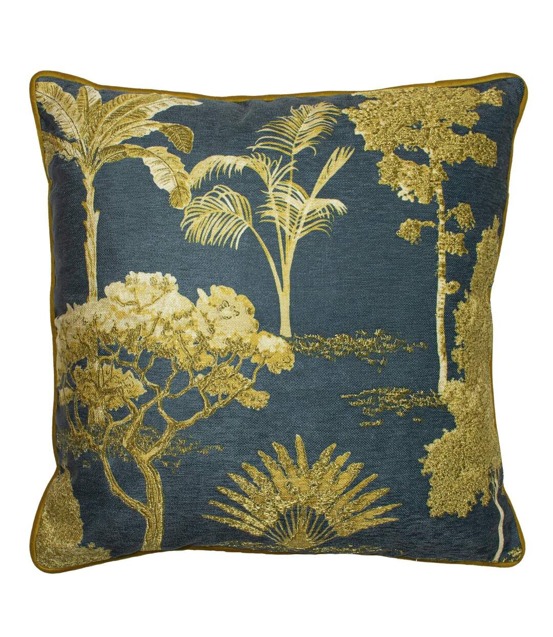 Arboretum cushion cover 50cm x 50cm blue/gold Paoletti