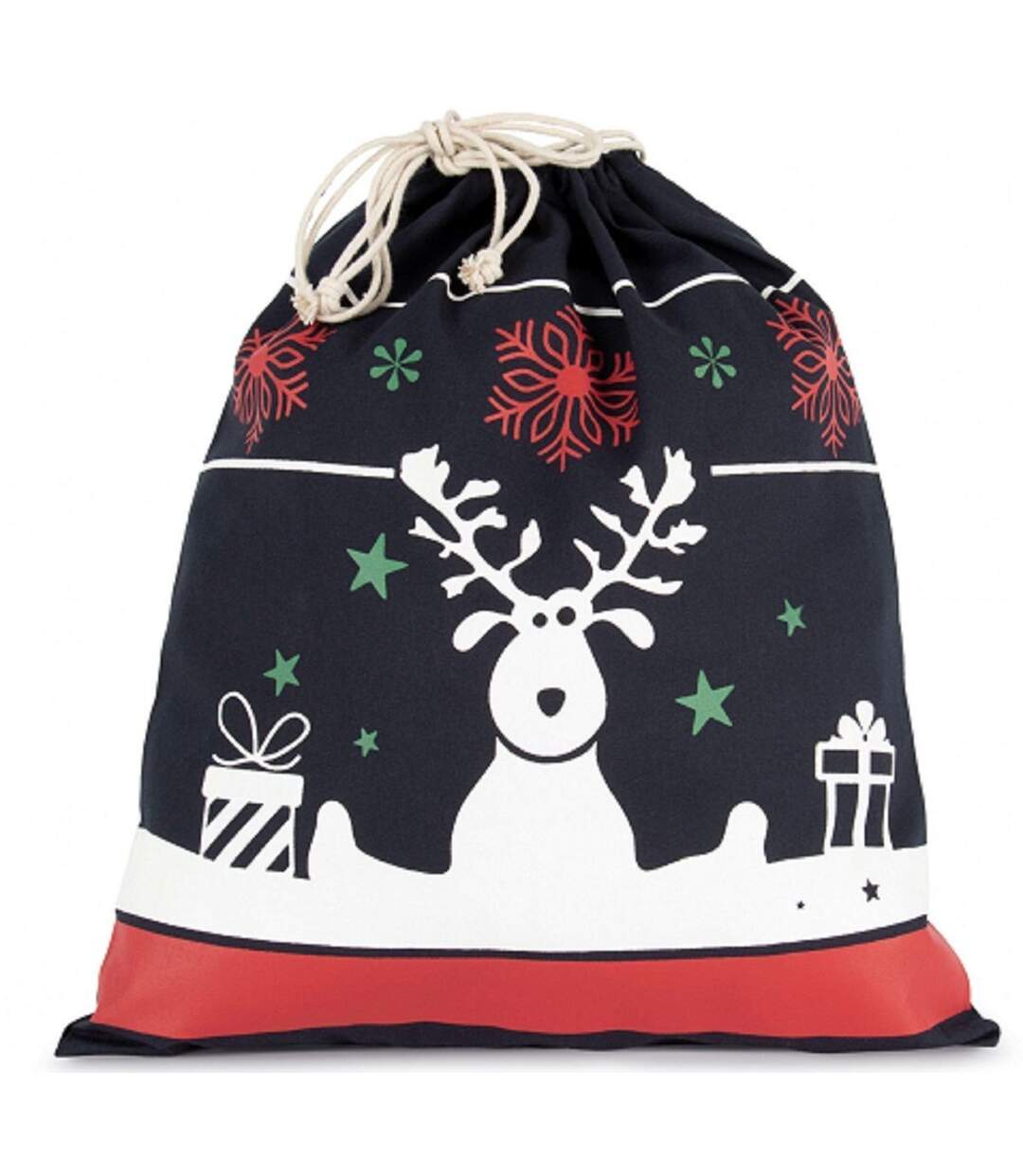 Sac en coton à cordon motifs Noël - Cadeaux - KI0735 - bleu nuit-1