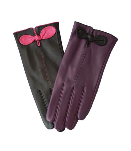 Eastern Counties Leather Womens/Ladies Contrast Bow Leather Gloves (Purple/Black) - UTEL210