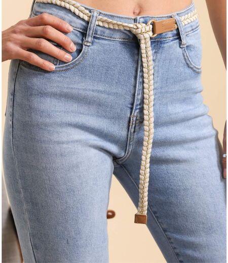 Jean femme Jeans Mom Fit Taille haute - Couleur bleu
