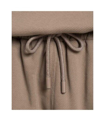 Unisex Adult Embroidered Sweat Shorts Brown Off-White