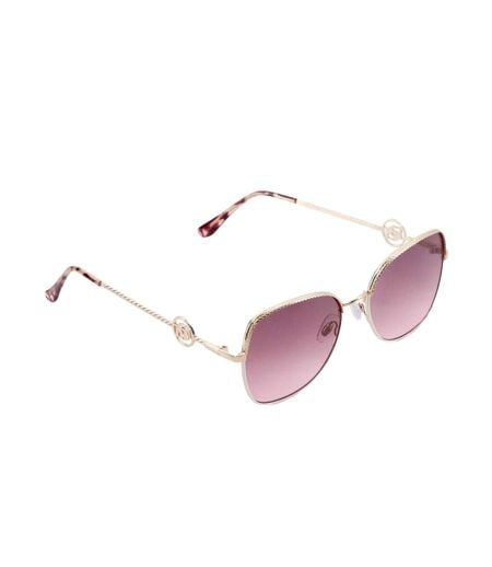 Gilded Metal Frame Sunglasses One Size Gold Light Pink Dune London