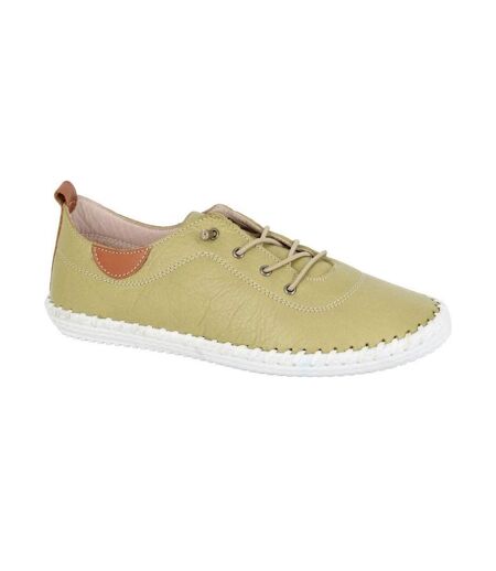 Womens/ladies Leather Trainers Pistachio Green Mod Comfys