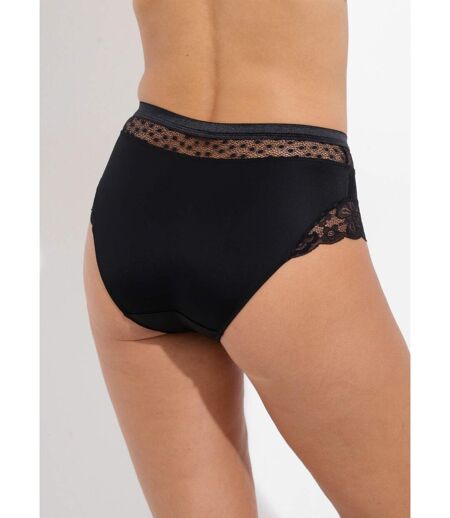 Culotte taille haute maille satinée et dentelle